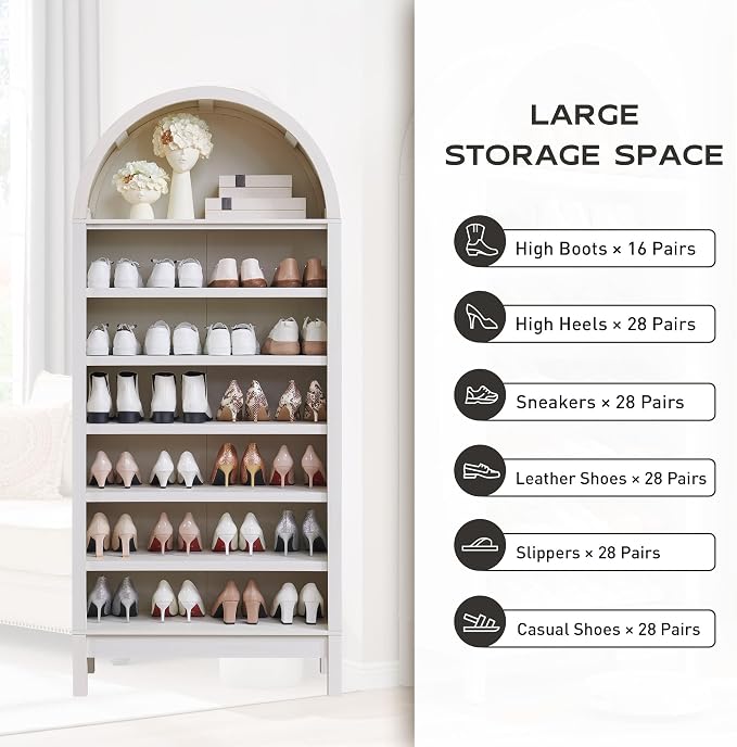 IFGET 71" Tall Arched Bookshelf, 7 Tiers Arch Bookcase - Image 4