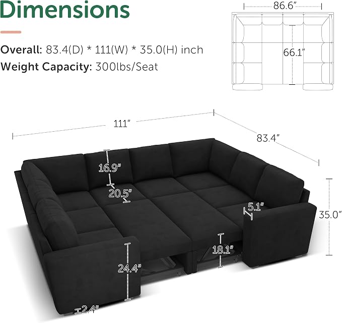 HONBAY Sleeper Sectional Couch - Image 2
