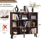 LEYAOYAO 10 Cube Bookshelf, 3 Tier Modern Wide Bookcase - Image 2