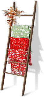 Acacia Wood 6-Tier Blanket Ladder, 5.7FT Blanket Quilt Towel Holder Rack - Image 8
