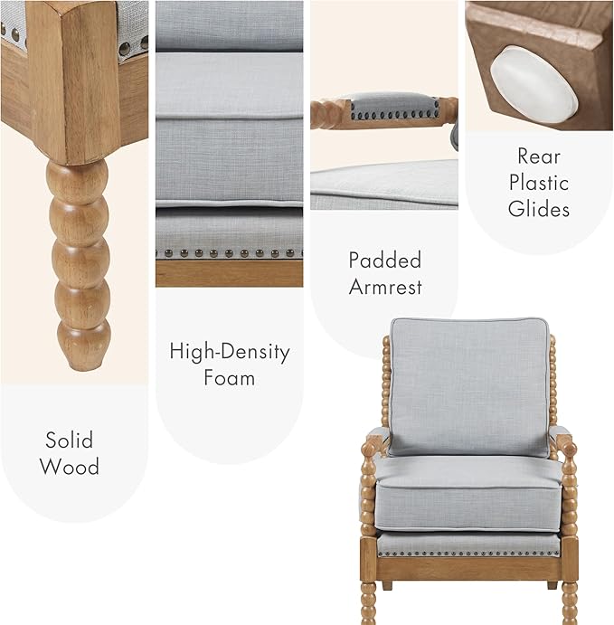 Madison Park Donohue Midcentury Modern Accent Chairs Padded Solid Wood Armrest - Image 4