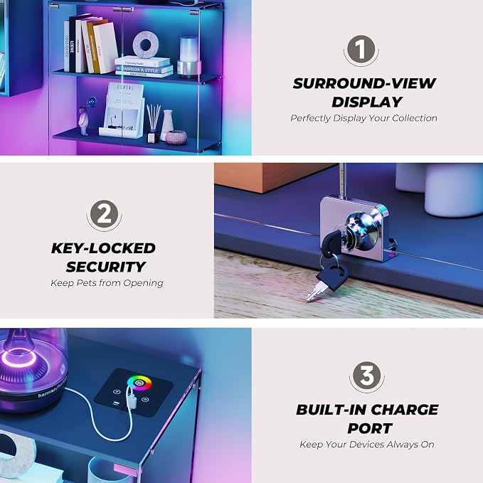 VersionTECH. Glass Display Cabinet - Image 7