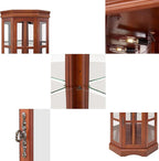 Corner Curio Cabinet with Lighting System, Adjustable Tempered Glass Shelves - Image 5