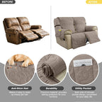 100% Waterproof Loveseat Recliner Cover, 4-Piece Split Reclining Couch Covers - Image 4