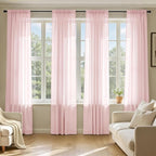 MIULEE Blush Pink Sheer Curtains 108 Inches Long 4 Panels 42 x 108 Inches | by MIULEE