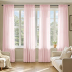 MIULEE Blush Pink Sheer Curtains 84 Inches Long 4 Panels 42 x 84 Inches | Light by MIULEE
