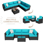 JAMFLY 7-Piece Outdoor Patio Furniture Set, Modular PE Rattan Sectional Sofa - Image 6