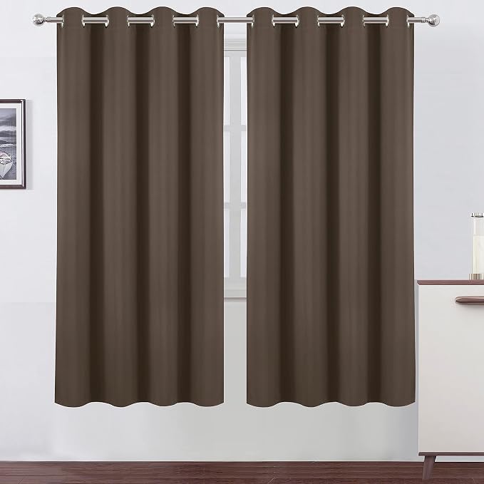 Chocolate Brown Thermal Blackout Curtains/52 x 72 Inch/Set of 2 Panels Room by Lemomo