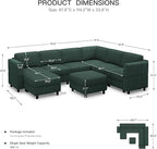 Belffin 114.2" 8 Seats Modular Sectional Sofa U Shaped Couch - Image 2