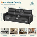 STHOUYN 85” Black Faux Leather Couch - Image 2