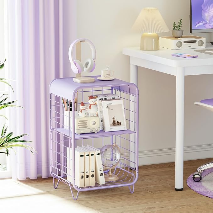 APEXCHASER Cute Kids Nightstand, Metal Side Table, 3 Tier End Table - Image 6