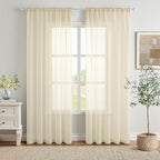 MIULEE Light Cream Sheer Curtains 54 X 72 Inches, 2 Panels | Solid Color by MIULEE