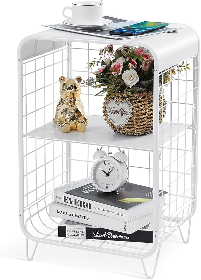 APEXCHASER Cute Nightstand, Metal Side Table, 3 Tier End Table by APEXCHASER