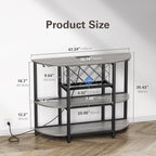 Zarler Bar Cart with Power Outlet Easy to Assemble, LED Home Bar Cabinet - Image 3