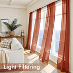 MIULEE 4 Panels Fall Burnt Orange Sheer Curtains 54 x 72 Inches | Light - Image 4