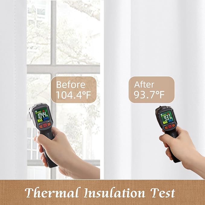 Extra Wide 100% White Blackout Linen Curtains 63 Inch - Image 4