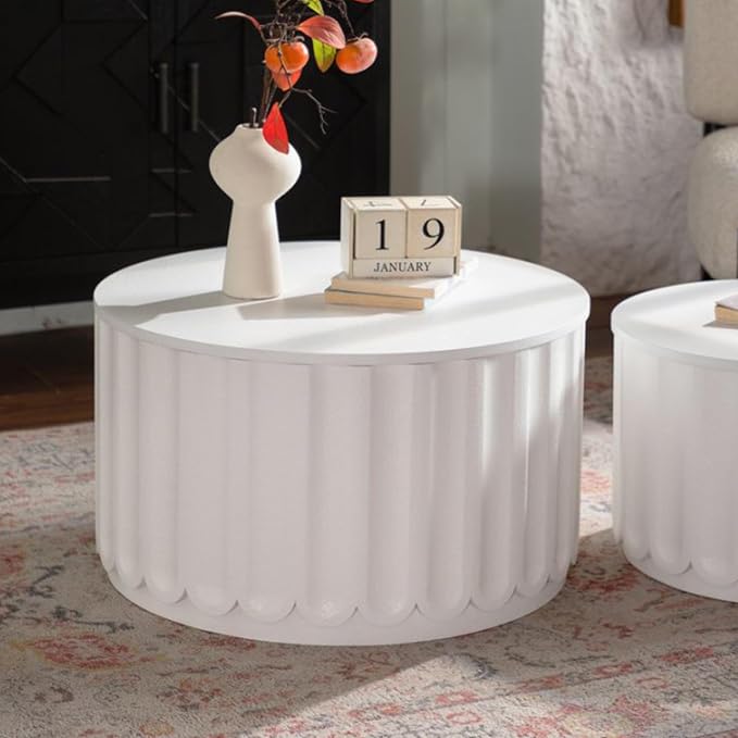 46.46'' White Round Coffee Table Set of 2 - Image 6
