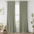 100% Blackout Linen Curtains 98 Inch Wide by 52 Inch 2 Panels Set by Guken