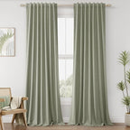 Sage Green 100% Blackout Curtains 126 Inch Length 2 Panels Set by Guken