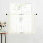 Furman Cafe Curtains 30 Inch Length 2 Panels Set, Elegant Geometric Jacquard - Image 2