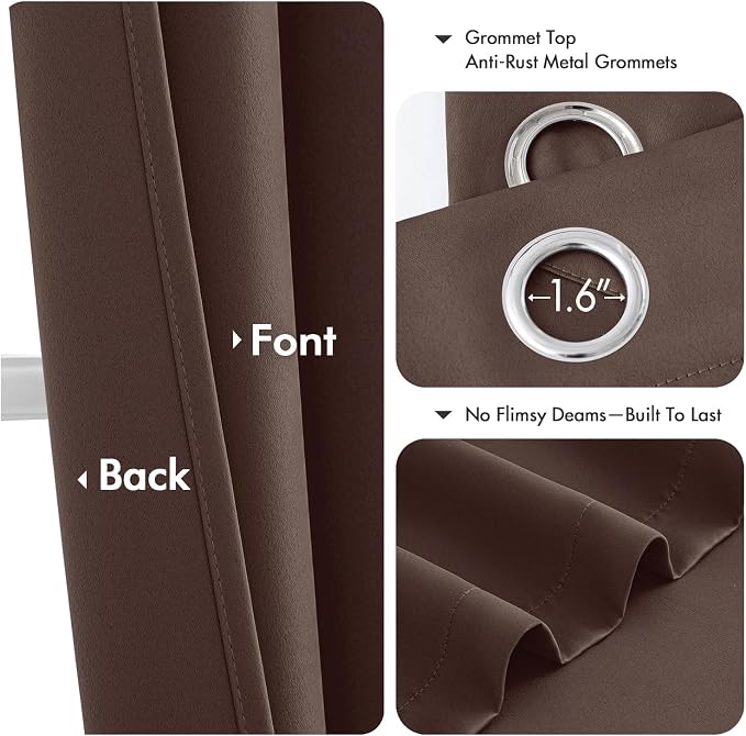 MIULEE Blackout Curtains for Bedroom 2 Panels 40 x 54 Inch Long Dark Brown | - Image 4