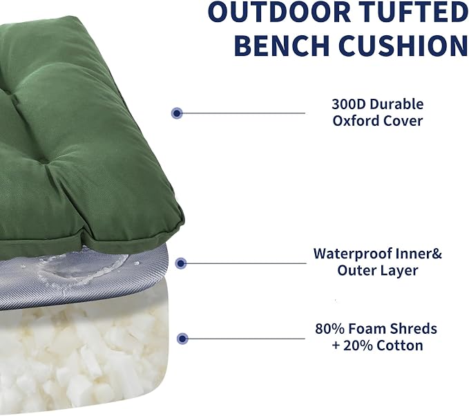 IPYNBAP Outdoor Bench Cushion, Waterproof Bench Cushion - Image 3