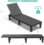 Outdoor Chaise Lounge Chairs Set of 4, 5-Position Adjustable Tanning Lounge - Image 2