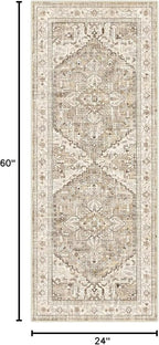 Yamaziot Washable Runner Rug, 2x5 Non-Slip Boho Vintage Hallway Kitchen Rug | - Image 2