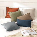 MIULEE Decorative Linen Euro Sham Pillow Covers 26x26 Burnt Orange | Boho - Image 5