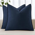MIULEE Decorative Linen Pillow Covers 20x20 Inch Navy Blue | Boho Farmhouse​ by MIULEE