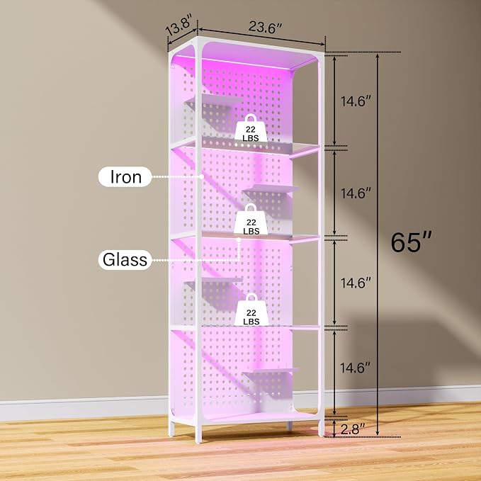 kepptory Display Case with LED Lights, Display Cabinet with Glass Storage - Image 2