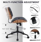Armless Home Office Chair with Wheels, PU Leather Adjustable Height Computer - Image 6