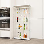 FLYMUHJIA Glass Display Cabinet Kitchen Pantry Storage Cabinet Corner Bar - Image 2