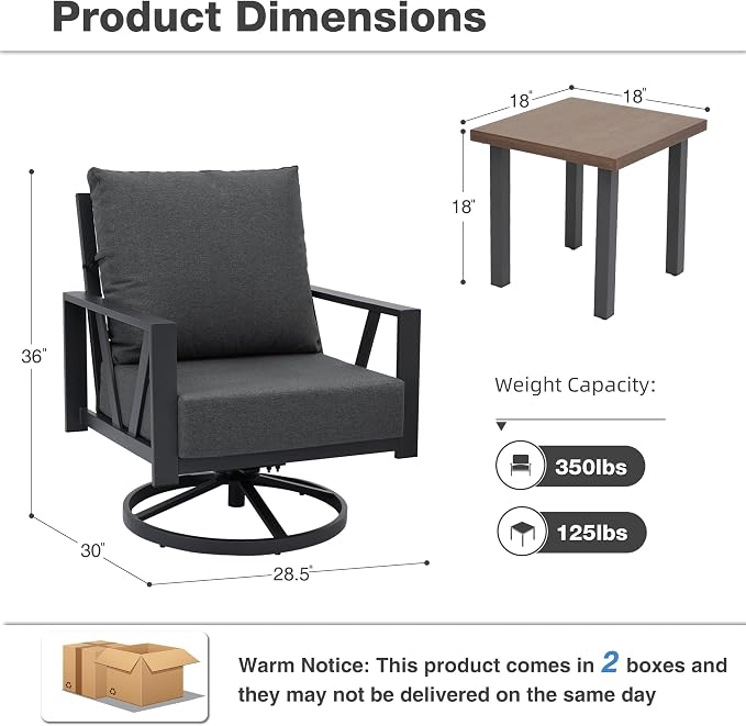 Outdoor Patio Swivel Rocking Chairs Set, Patio Porch Furniture - Image 2