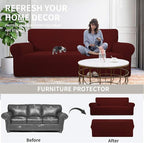 Easy-Going Stretch Loveseat Couch Covers Washable Wine | 1-Piece Loveseat Covers - Image 4