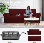 Easy-Going Stretch Oversized Loveseat Couch Covers Washable Wine | 1-Piece - Image 4