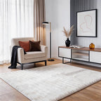 White Rabbit Striped Plush Rug 5'x8', Fluffy Shaggy Area Rug by CHOVY