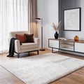 White Rabbit Striped Plush Rug 3'x5', Fluffy Faux Fur Shaggy Area Rug by CHOVY