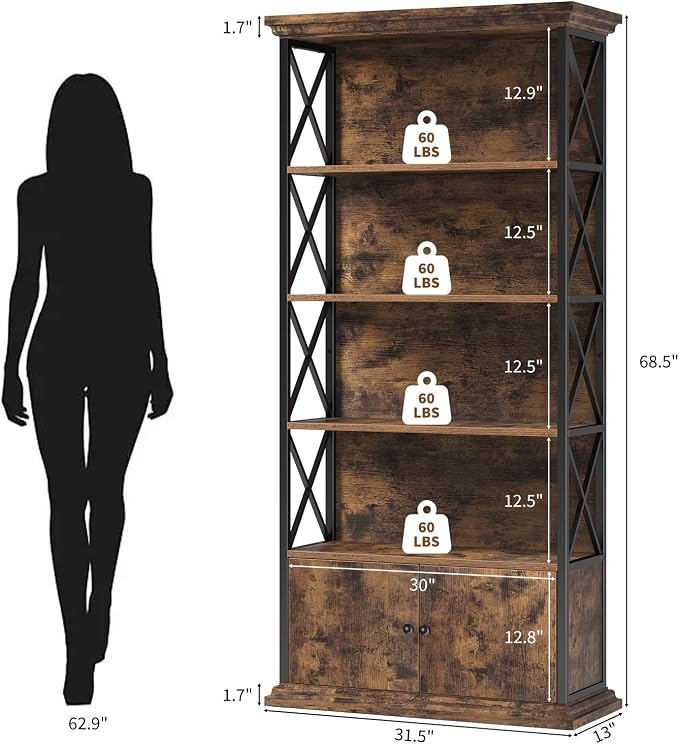 GOLDDAY 5-Tier Tall Bookcase - Image 2