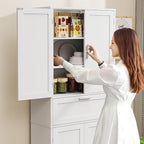 Iwell 67" Tall Storage Cabinet, Rattan Cabinet - Image 6