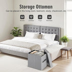Ottoman with Storage, Ottoman Foot Rest Stool with Handles & Side Pocket. - Image 4