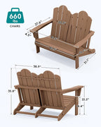 SERWALL Folding Adirondack Bench, HDPE All-Weather Adirondack Loveseat - Image 3