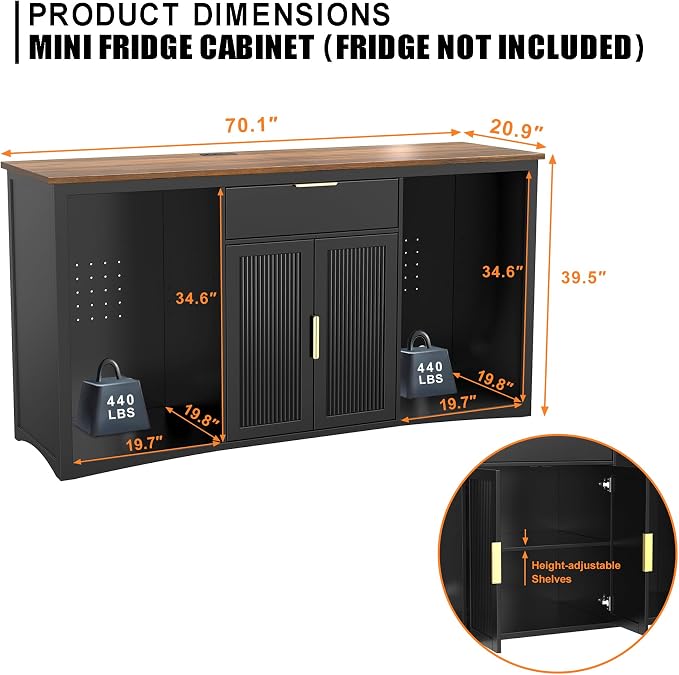 GDLF 70.1" Long Coffee Bar Cabinet - Image 2
