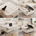 Tbfit Large Square Storage Ottoman Bench, Tufted Upholstered Coffee Table - Image 3