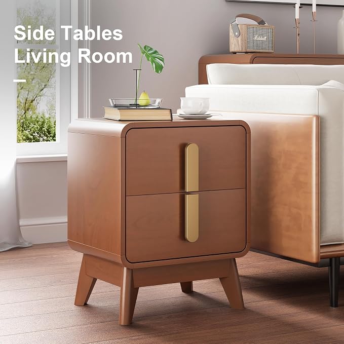 Mid Century Modern Nightstand Set of 2, Wood Bedside Table - Image 9