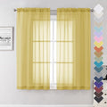 Yellow Sheer Curtains 63 Inch Length 2 Panels, Light Filtering Voile Curtain by Lecloud
