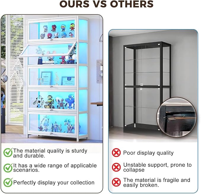 Display Cabinet with Acrylic Glass Doors 67.7'' Tall Curio Cabinet - Image 5