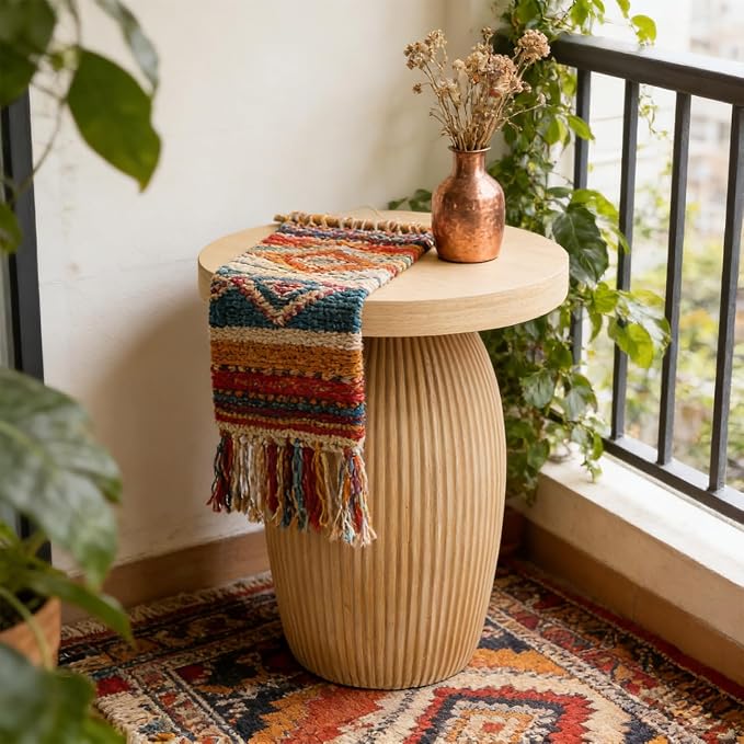 PARISLOFT Mushroom Accent Table, Bohemian Side Table by Parisloft
