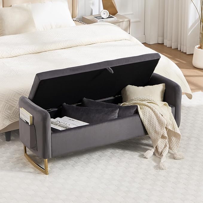 48" End of Bed Bench, Modern Storage Benches - Image 7
