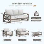 UDPATIO Aluminum Patio Furniture Set, Faux Wood Grain Modern Outdoor Furniture - Image 9